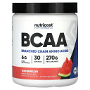 【POINT20倍★7/18 0:00~7/26 1:59】Nutricost BCAA 【 iHerb アイハーブ 公式 】 ニュートリコスト 分岐鎖アミノ酸 アミノ酸 必須アミノ酸 ロイシン イソロイシン バリン パフォーマンス サプリメント サプリ パウダー 粉末 ウォーターメロン味 270g