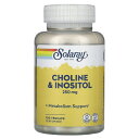 Solaray コリン & イノシトール 【 iHerb アイハーブ 公式 】 ソラレー サプリメント サプリ ベジカプセル 250mg 100粒