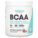 【POINT20倍★7/15 0:00~23:59限定】Nutricost BCAA 女性向け 【 iHerb アイハーブ 公式 】 ニュートリコスト 分岐鎖アミノ酸 アミノ酸 必須アミノ酸 ヒアルロン酸 葉酸 ビオチン カルシウム サプリ パウダー 粉末 ストロベリーレモネード味 330g