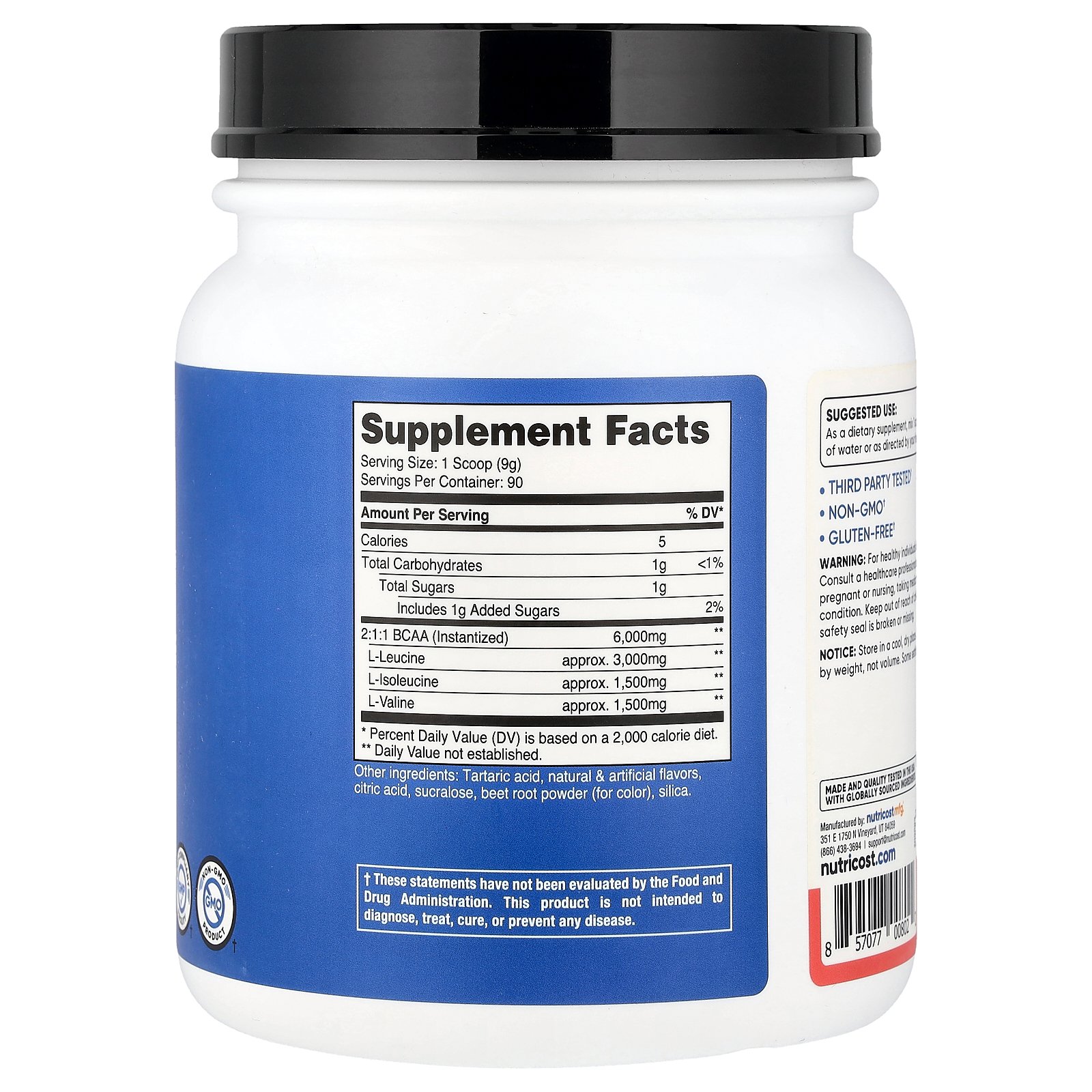 Nutricost BCAA 【 iHerb アイハーブ 公式 】 ニュートリコスト 分岐鎖アミノ酸 アミノ酸 必須アミノ酸 ロイシン イソロイシン バリン パフォーマンス サプリメント サプリ パウダー 粉末 ウォーターメロン味 810g