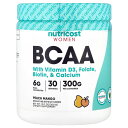 【POINT20倍★7/18 0:00~7/26 1:59】Nutricost BCAA 女性向け 【 iHerb アイハーブ 公式 】 ニュートリコスト 分岐鎖アミノ酸 アミノ酸 必須アミノ酸 ヒアルロン酸 葉酸 ビオチン カルシウム サプリ パウダー 粉末 ピーチマンゴー味 300g
