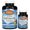 Carlson タラ肝油 ジェム 【 iHerb アイハーブ 公式 】 カールソン コッドリバーオイル オメガ3 フィッシュオイル ノルウェー産 DHA EPA...