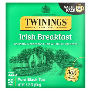 Twinings アイリッシュブレックファストティー 【 iHerb アイハーブ 公式 】 トワイニング ピュア ブラックティー 紅茶 アイリッシュブレックファスト ティー ティーバッグ 100g 50個