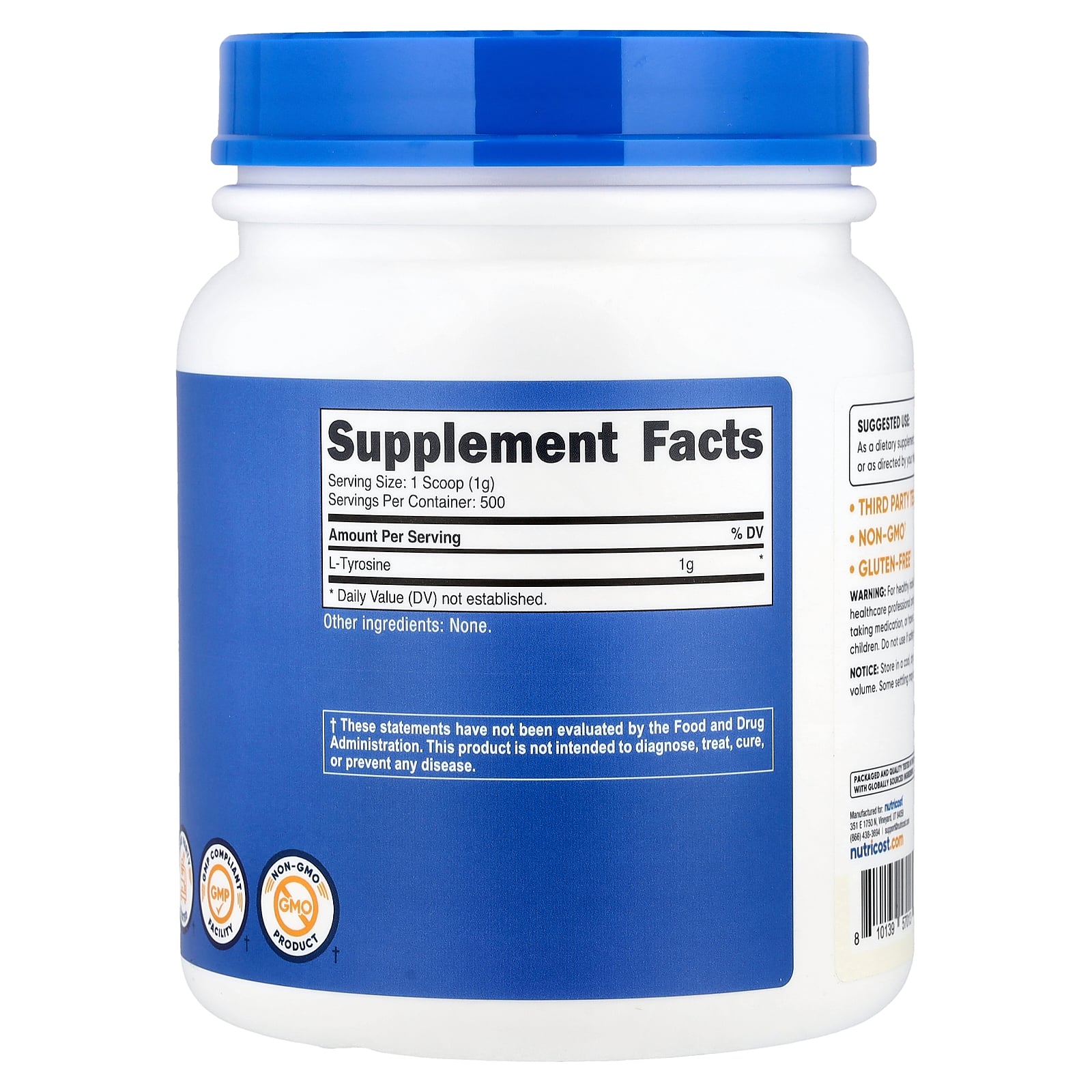 Nutricost L-チロシン 【 iHerb アイハーブ 公式 】 ニュートリコスト チロシン アミノ酸 サプリメント サプリ パウダー 粉末 アンフレーバード プレーン 無香料 500g iherb-official-10019871 iHerb サンプル画像2