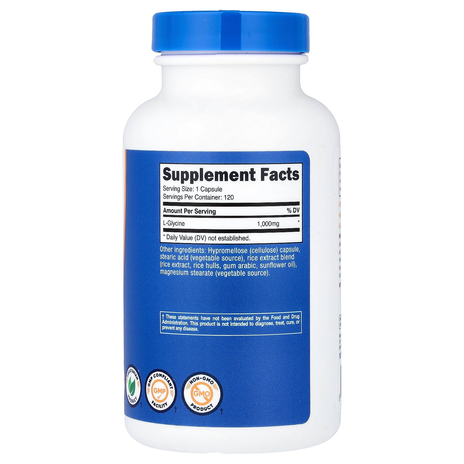 Nutricost L-グリシン 【 iHerb アイハーブ 公式 】 ニュートリコスト グリシン アミノ酸 サプリメント サプリ カプセル 1,000mg 120粒 iherb-official-10020253 iHerb サンプル画像2