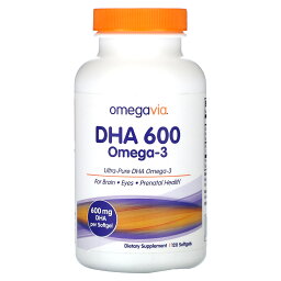 【マラソン期間限定MAX P20倍】OmegaVia DHA600 【 iHerb アイハーブ 公式 】 オメガヴィア DHA オメガ3 オメガ3脂肪酸 フィッシュオイル ドコサヘキサエン酸 サプリメント サプリ ソフトジェル 600mg 120粒