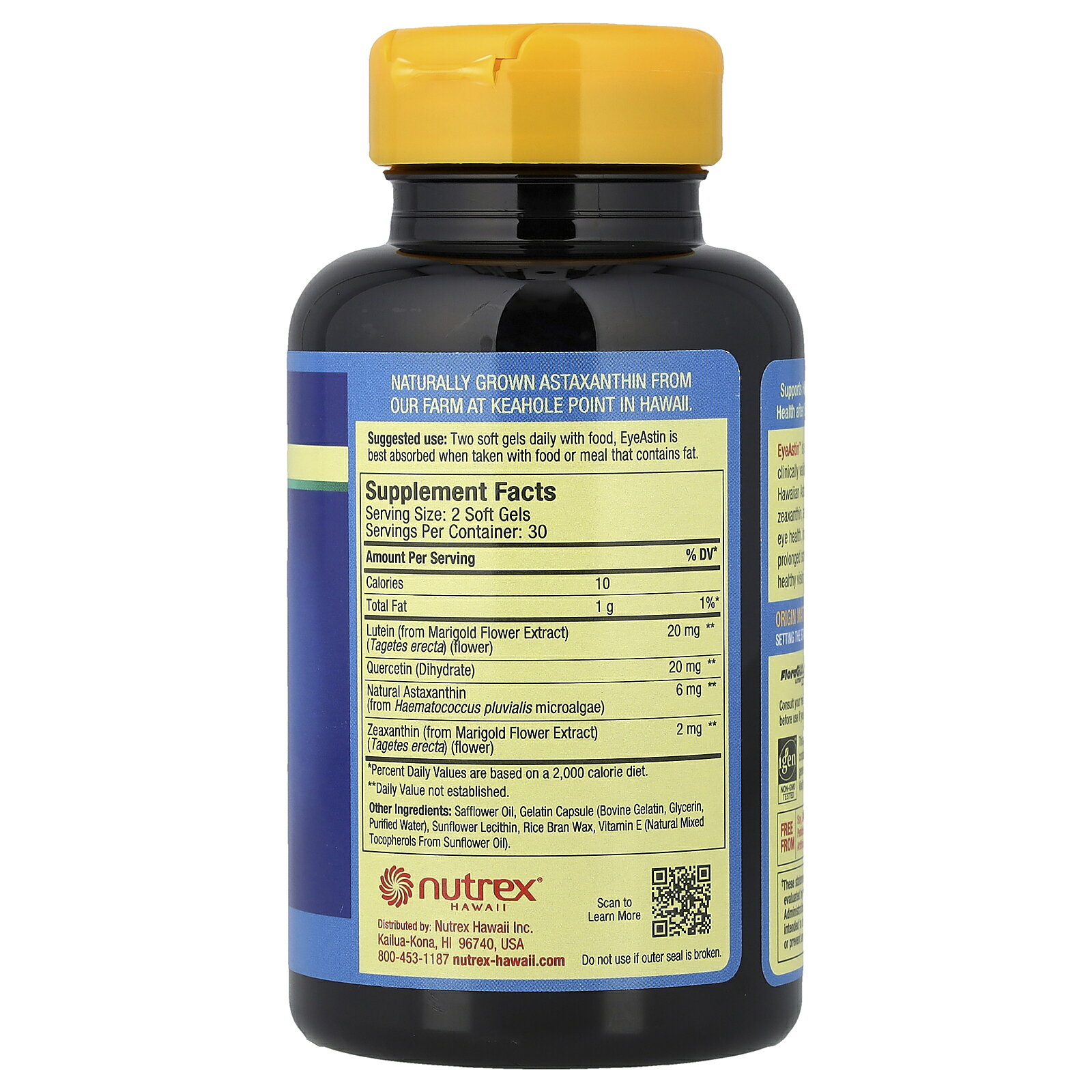 Nutrex Hawaii アイアスチン 【 iHerb アイハーブ 公式 】 ニュートレックスハワイ ハワイ産 ハワイアン アスタキサンチン ヘマトコッカス ルテイン ケルセチン ゼアキサンチン サプリ ソフトジェル 6mg 60粒 iherb-official-10007926 iHerb サンプル画像2