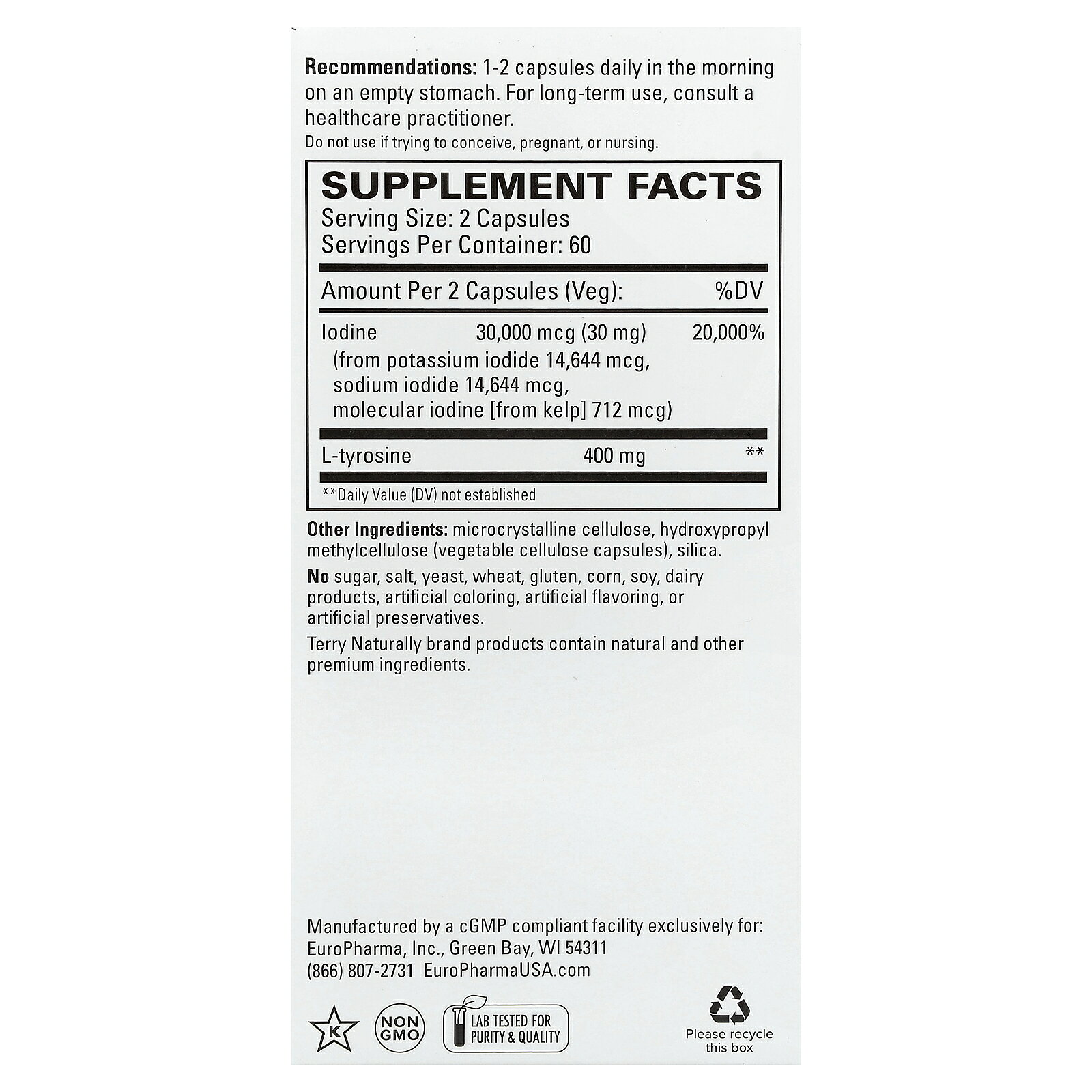 Terry Naturally サイロイド ケア 【 iHerb アイハーブ 公式 】 テリーナチュラリー Thyroid Care ヨウ素 チロシン L-チロシン アミノ酸 サプリメント サプリ カプセル 120粒 iherb-official-10008435 iHerb サンプル画像2