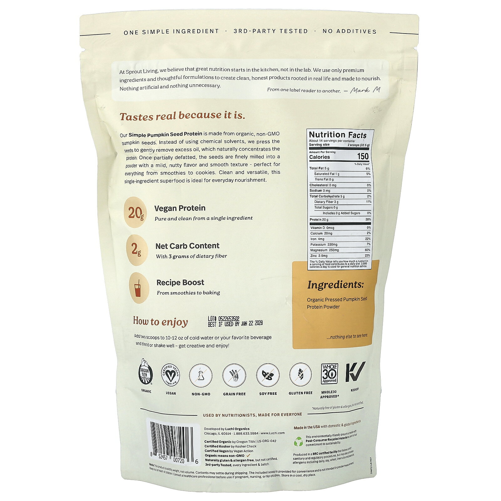 Sprout Living パンプキンシード プロテイン オーガニック 【 iHerb アイハーブ 公...