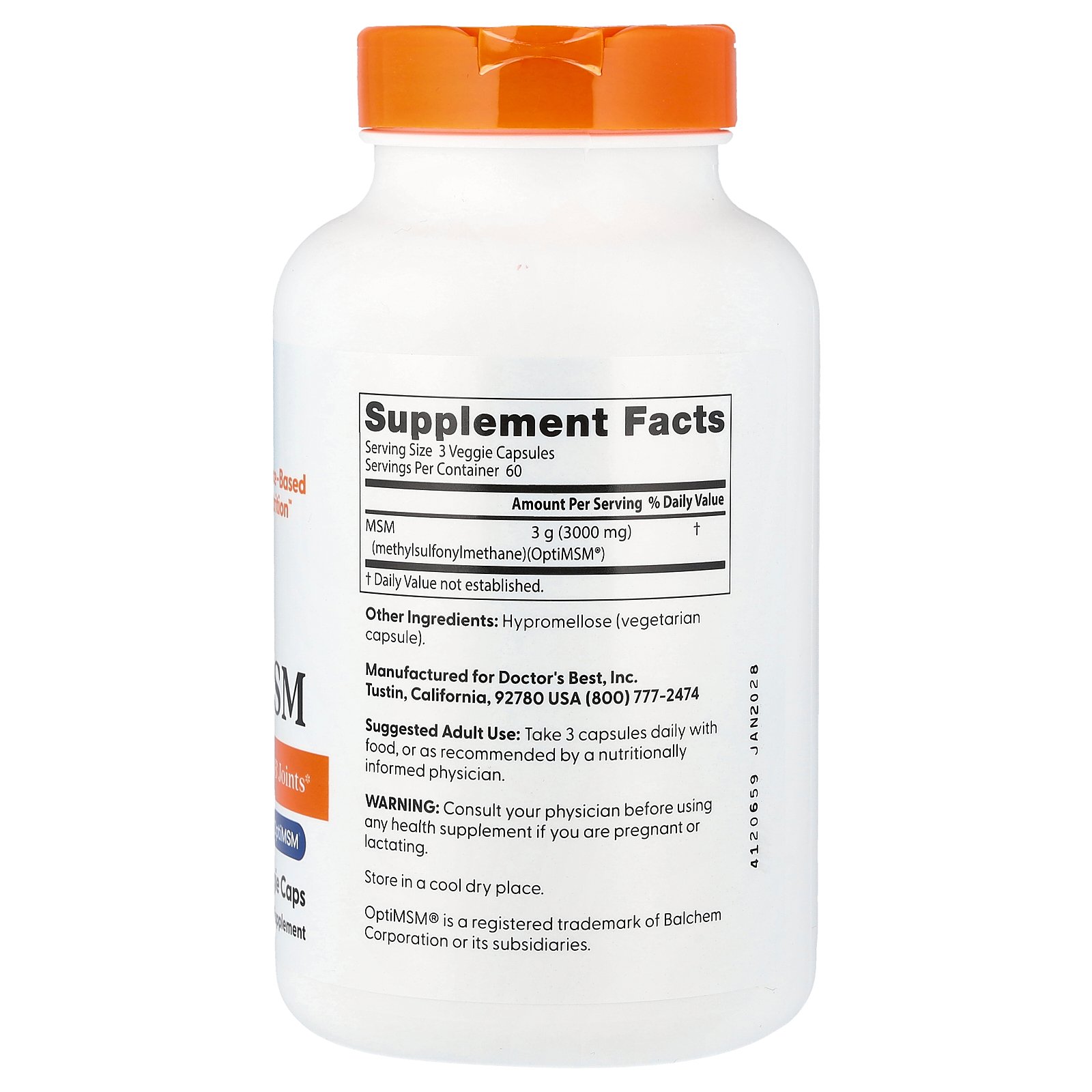 Doctor's Best MSM 【 iHerb アイハーブ 公式 】 ドクターズベスト メチルスルフォニルメタン OptiMSM オプティMSM サプリメント サプリ ベジカプセル 1,000mg 180粒 iherb-official-10009269 iHerb サンプル画像2
