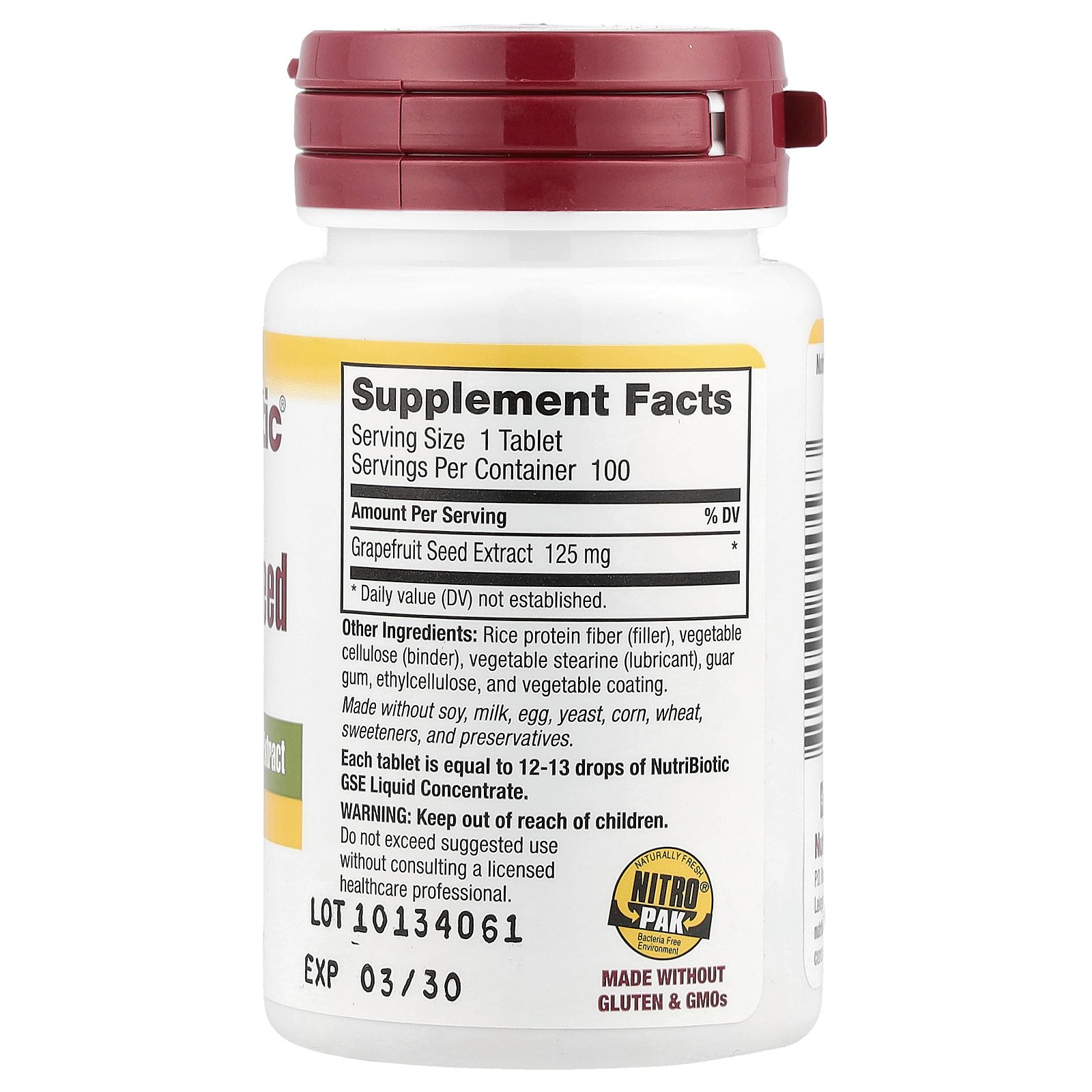 【7,000円以上購入で20%OFFクーポン★9/19 20:00~9/24 01:59】NutriBiotic グレープフルーツシード エキス 【 iHerb アイハーブ 公式 】 ニュートリバイオティック グレープフルーツ グレープフルーツ種子エキス 濃縮物 サプリメント サプリ タブレット 125mg 100粒 iherb-official-10004768 iHerb サンプル画像2