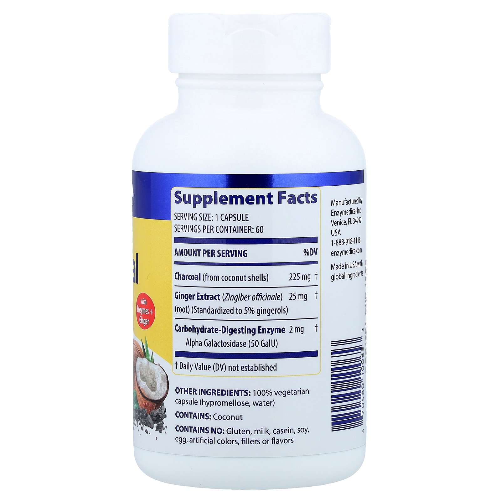 【7,000円以上購入で20%OFFクーポン★9/19 20:00~9/24 01:59】Enzymedica 活性炭 プラス 【 iHerb アイハーブ 公式 】 エンザイメディカ ピュリファイ Purify ココナッツ 由来 炭 チャコール ショウガ ジンジャー αガラクトシダーゼ 酵素 サプリメント サプリ カプセル 60粒 iherb-official-10008170 iHerb サンプル画像2