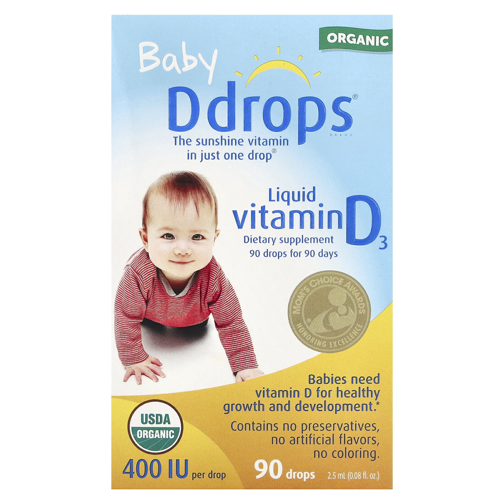 製品仕様 商品名 Ddrops ビタミンD3 赤ちゃん用 【 iHerb アイハーブ 公式 】 Dドロップス ベビー ビタミンD ビタミン D3 D ビタミン類 ビタミンコレカルシフェロール サプリ サプリメント サプリ リキッド 液体 400IU 90滴 2.5ml 商品説明 - 名称 ビタミンD含有食品 原材料 ビタミンD3、ココナッツオイル本製品には、トウモロコシ、カゼイン、乳製品、卵、魚、グルテン、乳糖、ピーナッツ、甲殻類、大豆、デンプン、砂糖、亜硫酸塩、小麦、酵母、保存料、着色料、合成香料は使用されていません。 内容量 2.5ml 賞味期限 パッケージに記載 保存方法 ボトルを立てた状態で、4～30°Cで保存してください。 商品区分 健康食品（海外製） 生産国 カナダ 製造者 Ddrops Company126 Trowers Road, Woodbridge, L4L 5Z4 Canada 輸入者 本商品は個人輸入商品のため、購入者の方が輸入者となります。 広告文責 iHerb19516163600