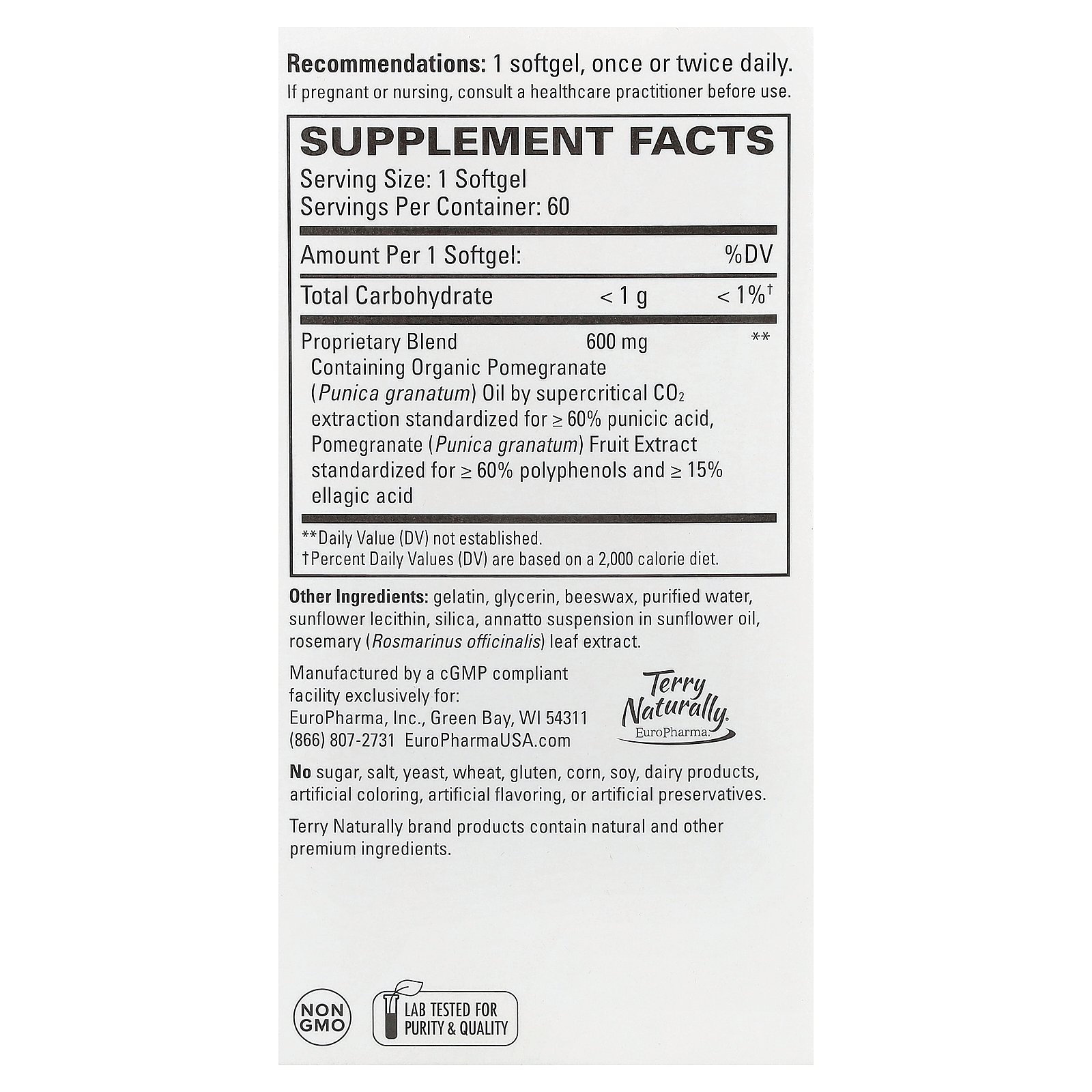 Terry Naturally ザクロ種子油 【 iHerb アイハーブ 公式 】 テリーナチュラリー ザクロ ポメグラネイト シード オイル エキス ポリフェノール プニカ酸 サプリメント サプリ ソフトジェル 60粒 iherb-official-10008422 iHerb サンプル画像2