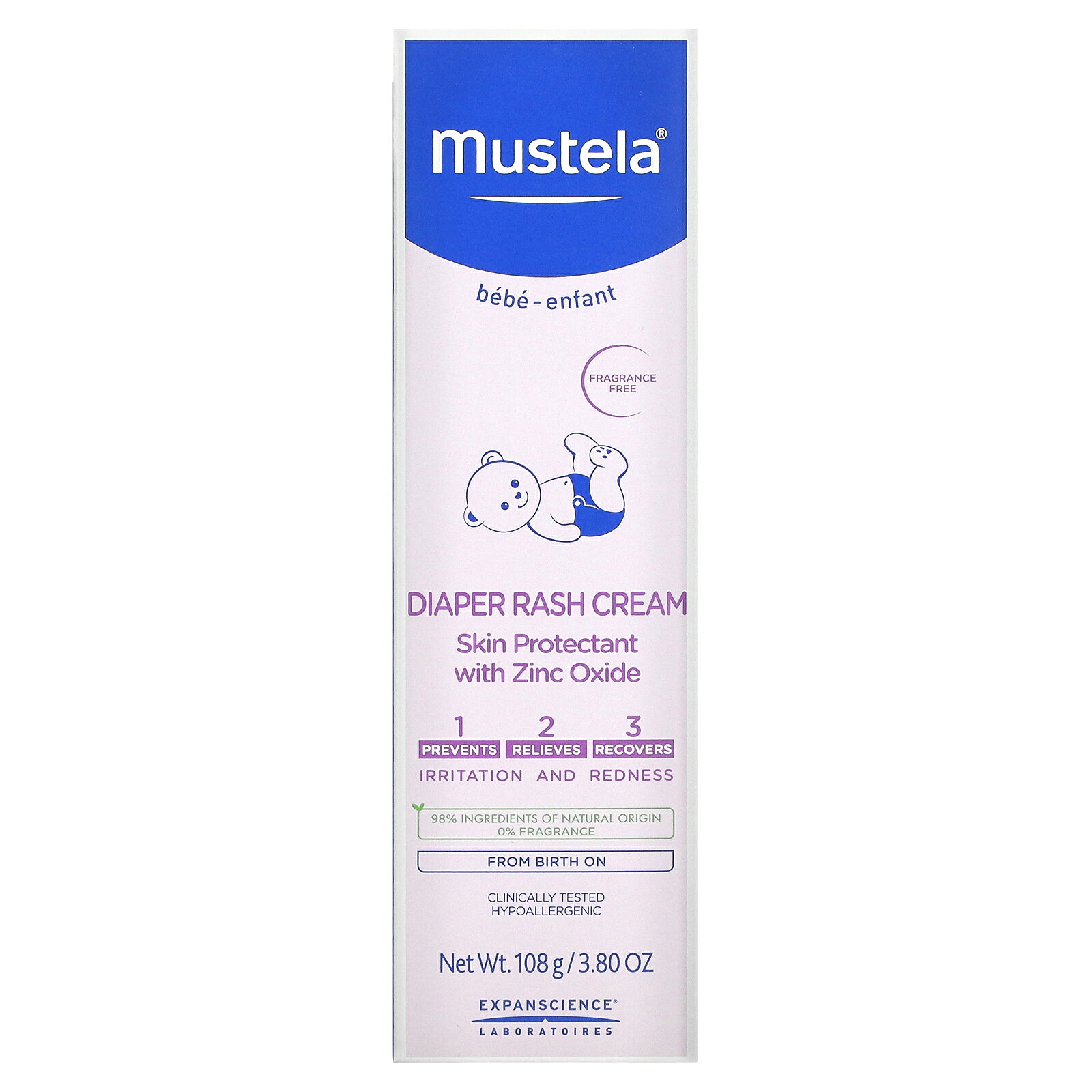 【P15倍★5/9 20:00~5/16 01:59】Mustela おむつかぶれ クリーム 【 iHerb アイハーブ 公式 】 ムステラ ダイパー ラッシュ ベビー スキンクリーム 酸化亜鉛 ミツロウ ひまわり アボカド 赤ちゃん用 無香料 108g