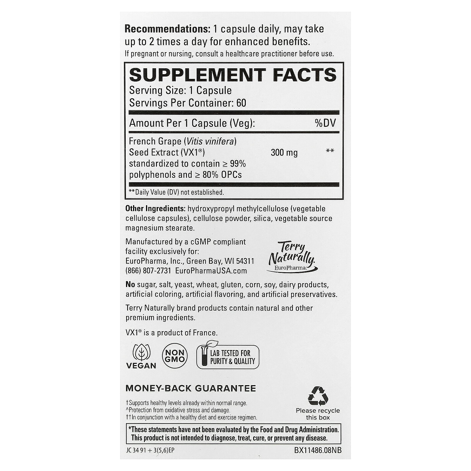 【7,000円以上購入で20%OFFクーポン★9/4 20:00~9/11 01:59】Terry Naturally クリニカル OPC 【 iHerb アイハーブ 公式 】 テリーナチュラリー Clinical OPC ブドウ種子 エキス ポリフェノール オリゴメリック プロアントシアニジン サプリ カプセル 300mg 60粒 iherb-official-10008418 iHerb サンプル画像2