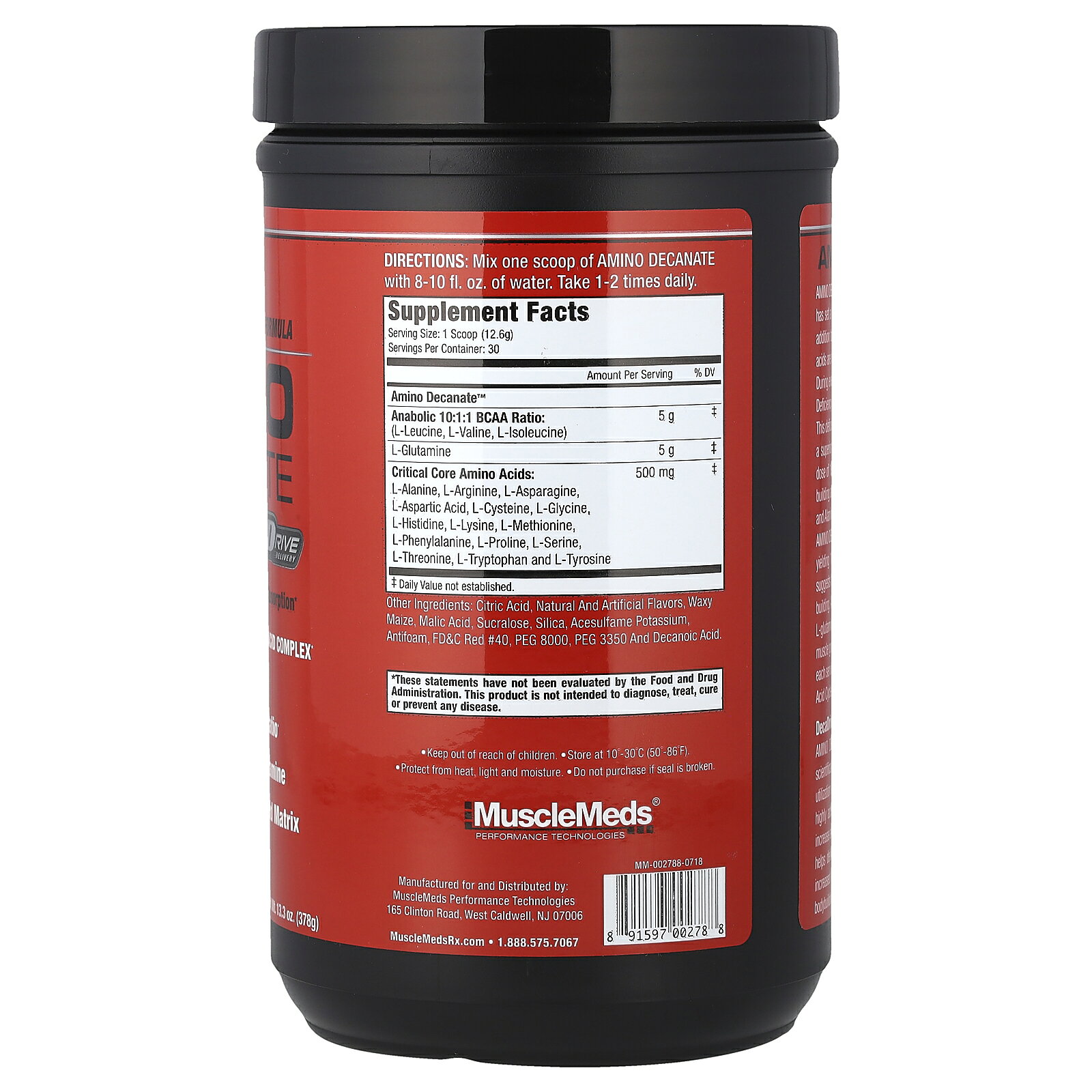 MuscleMeds アミノ デカネート 【 iHerb アイハーブ 公式 】 マッスルメッズ アミノ酸 BCAA ロイシン バリン イソロイシン グルタミン アルギニン デカン酸 サプリ パウダー 粉末 スイカ 378g iherb-official-10023132 iHerb サンプル画像2