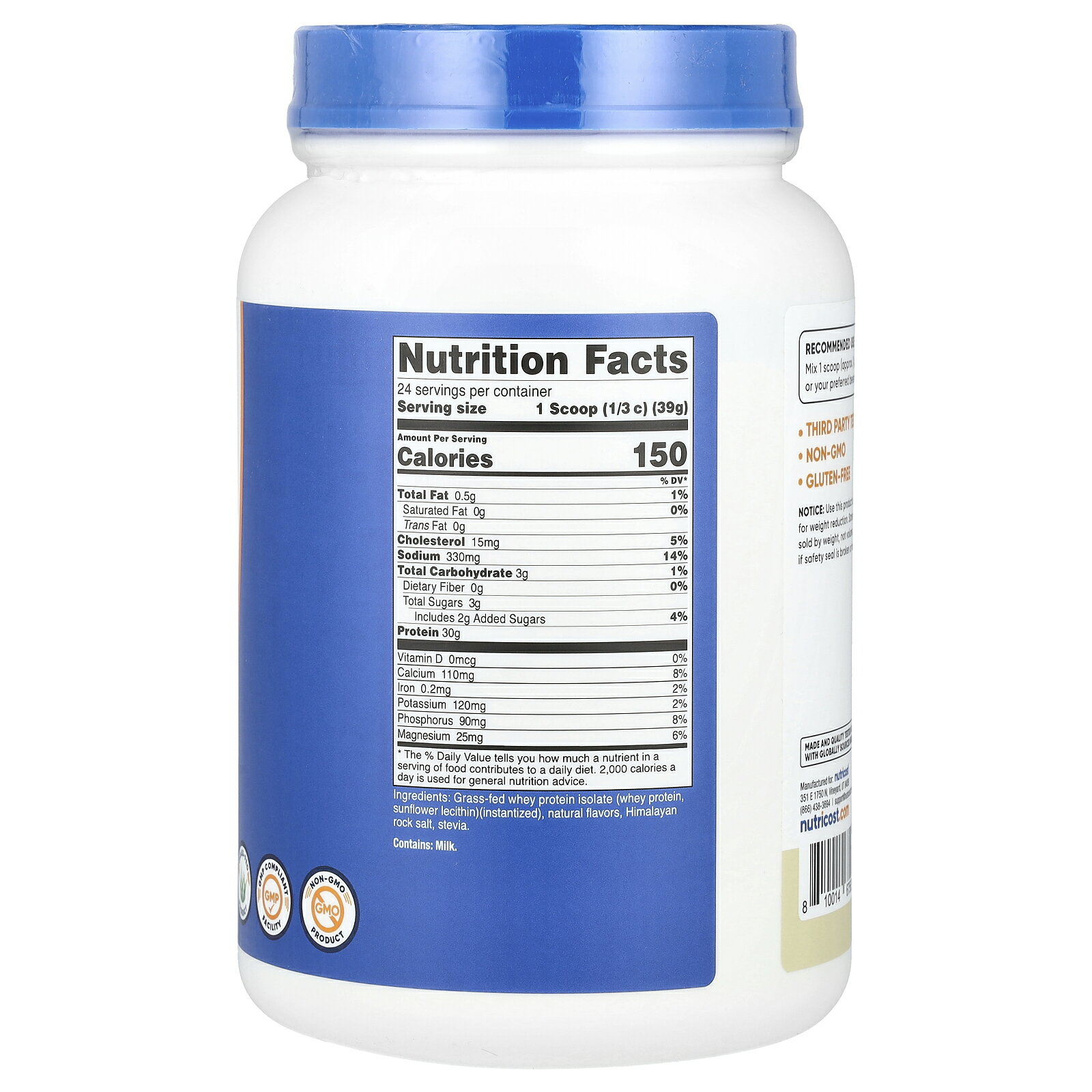 Nutricost グラスフェッド ホエイプロテイン アイソレート 【 iHerb アイハーブ 公...