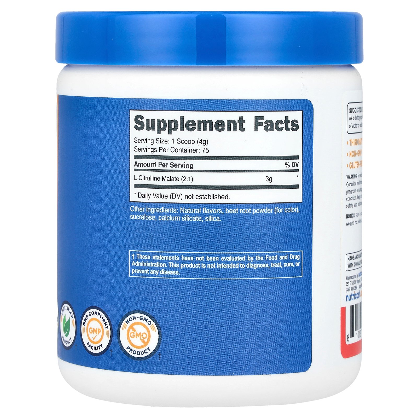 Nutricost L-シトルリン マレート 2：1 【 iHerb アイハーブ 公式 】 ニュートリコスト シトルリン アミノ酸 リンゴ酸 サプリメント サプリ パウダー 粉末 フルーツパンチ味 300g iherb-official-10022835 iHerb サンプル画像2