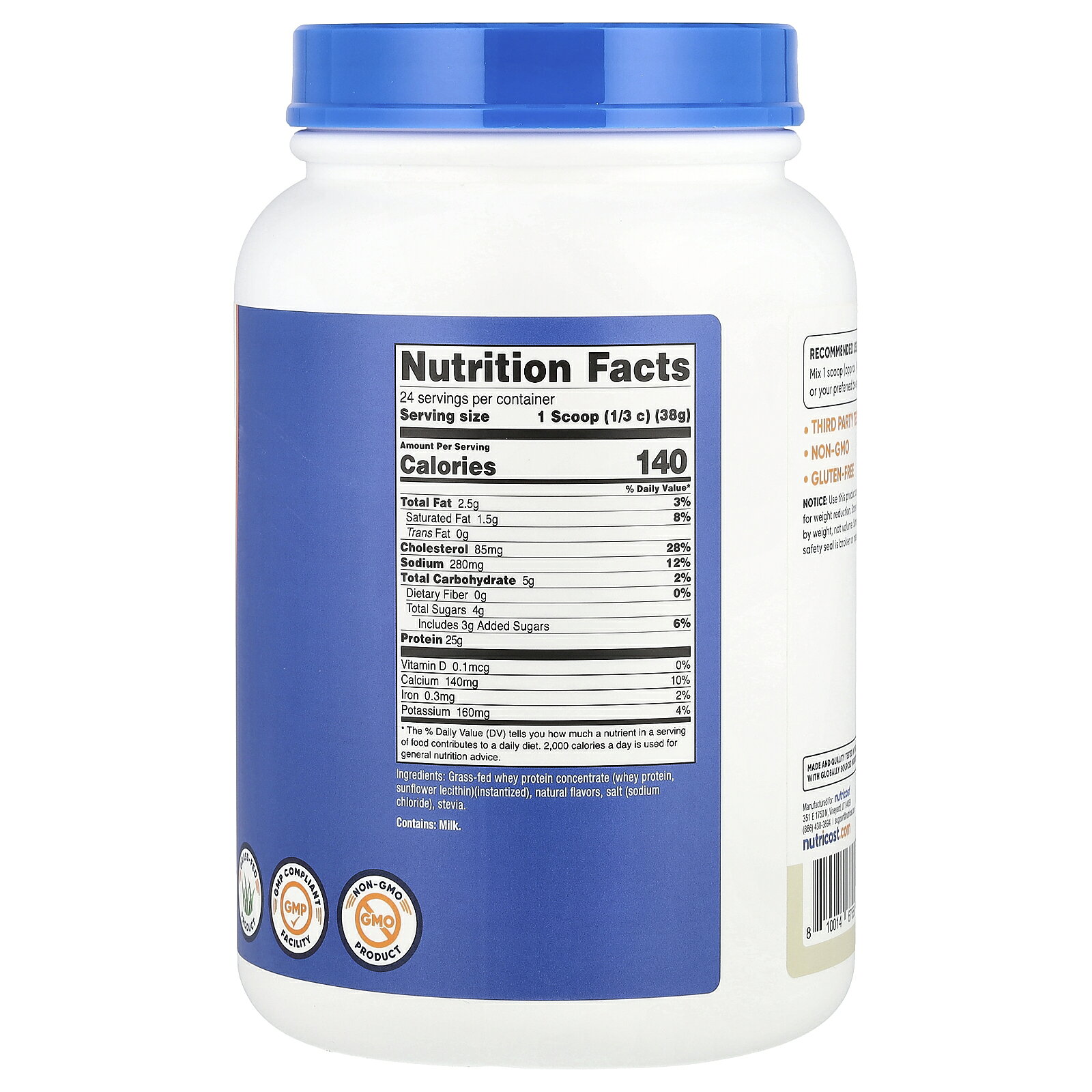 Nutricost グラスフェッド ホエイプロテイン コンセントレート 【 iHerb アイハーブ 公式 】 ニュートリコスト ホエイ プロテイン タンパク質 たんぱく質 濃縮物 牧草飼育 パウダー 粉末 バニラ味 907g iherb-official-10022844 iHerb サンプル画像2