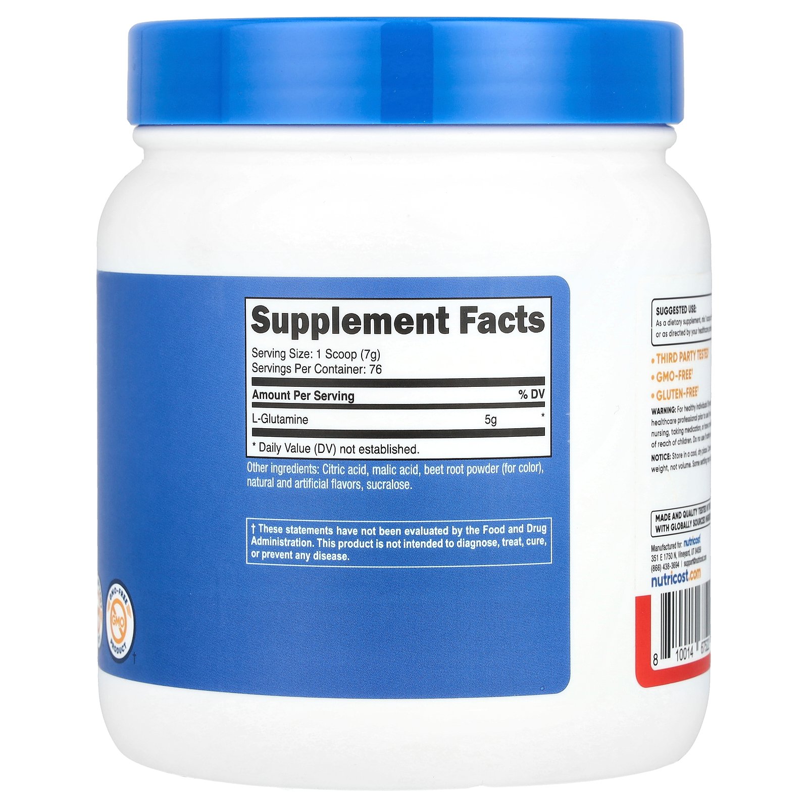 Nutricost L-グルタミン 【 iHerb アイハーブ 公式 】 ニュートリコスト グルタミン アミノ酸 サプリメント サプリ パウダー 粉末 フルーツパンチ味 500g iherb-official-10023090 iHerb サンプル画像2