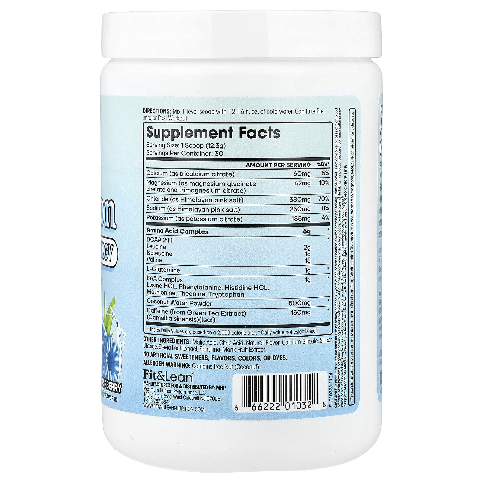 Fit & Lean アミノ ハイドレーション + エネルギー 【 iHerb アイハーブ 公式 】 フィット & リーン アミノ酸 EAA BCAA 必須アミノ酸 分岐鎖アミノ酸 グルタミン カフェイン サプリ パウダー ブルーラズベリー 369g iherb-official-10023121 iHerb サンプル画像2