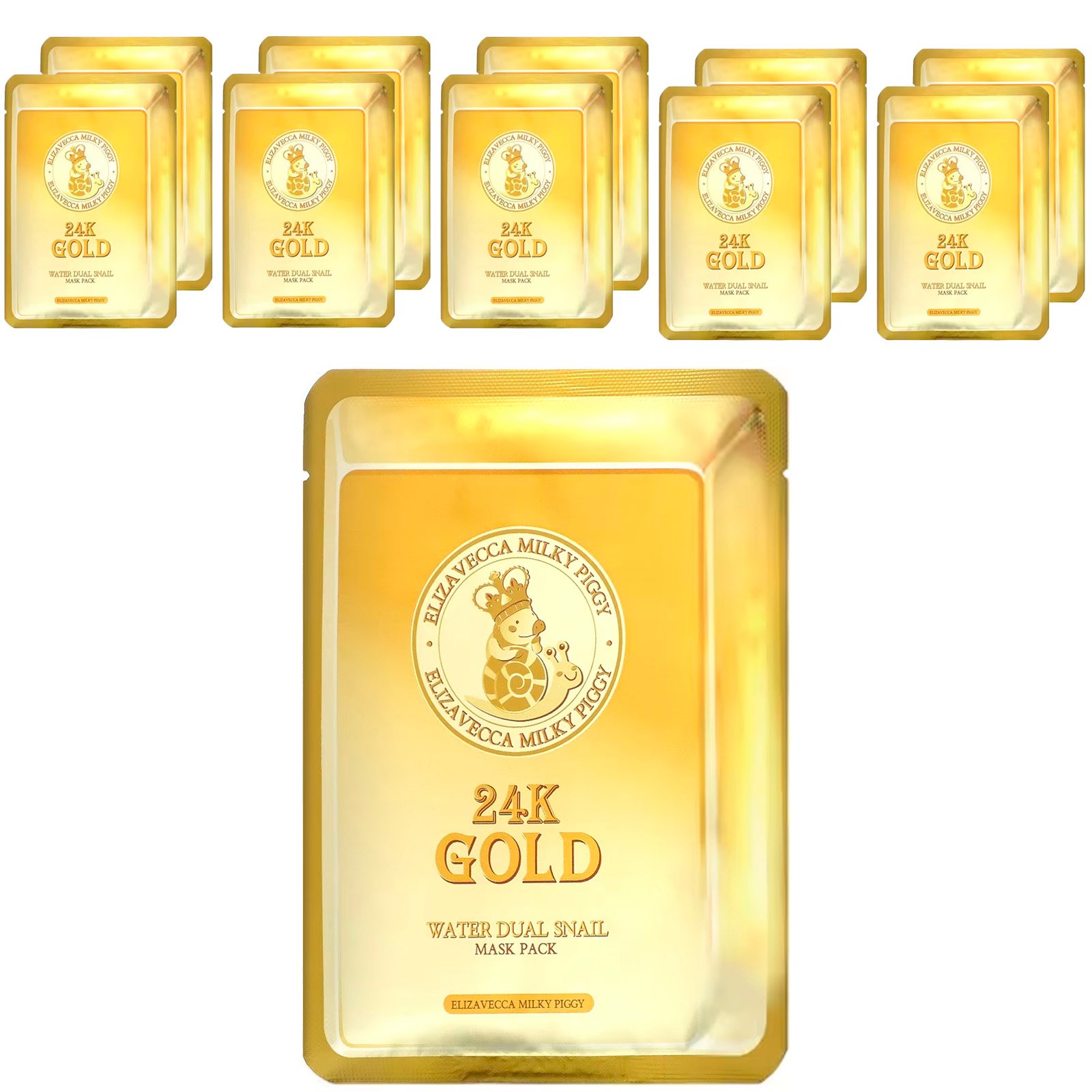 【POINT10倍★12/19 20:00~12/26 01:59】Elizavecca 24K ゴールド マスクパック 【 iHerb アイハーブ 公式 】 エリザヴェッカ ミルキーピギー ウォーター デュアルスネイル カタツムリ パック 韓国コスメ 10枚のサムネイル