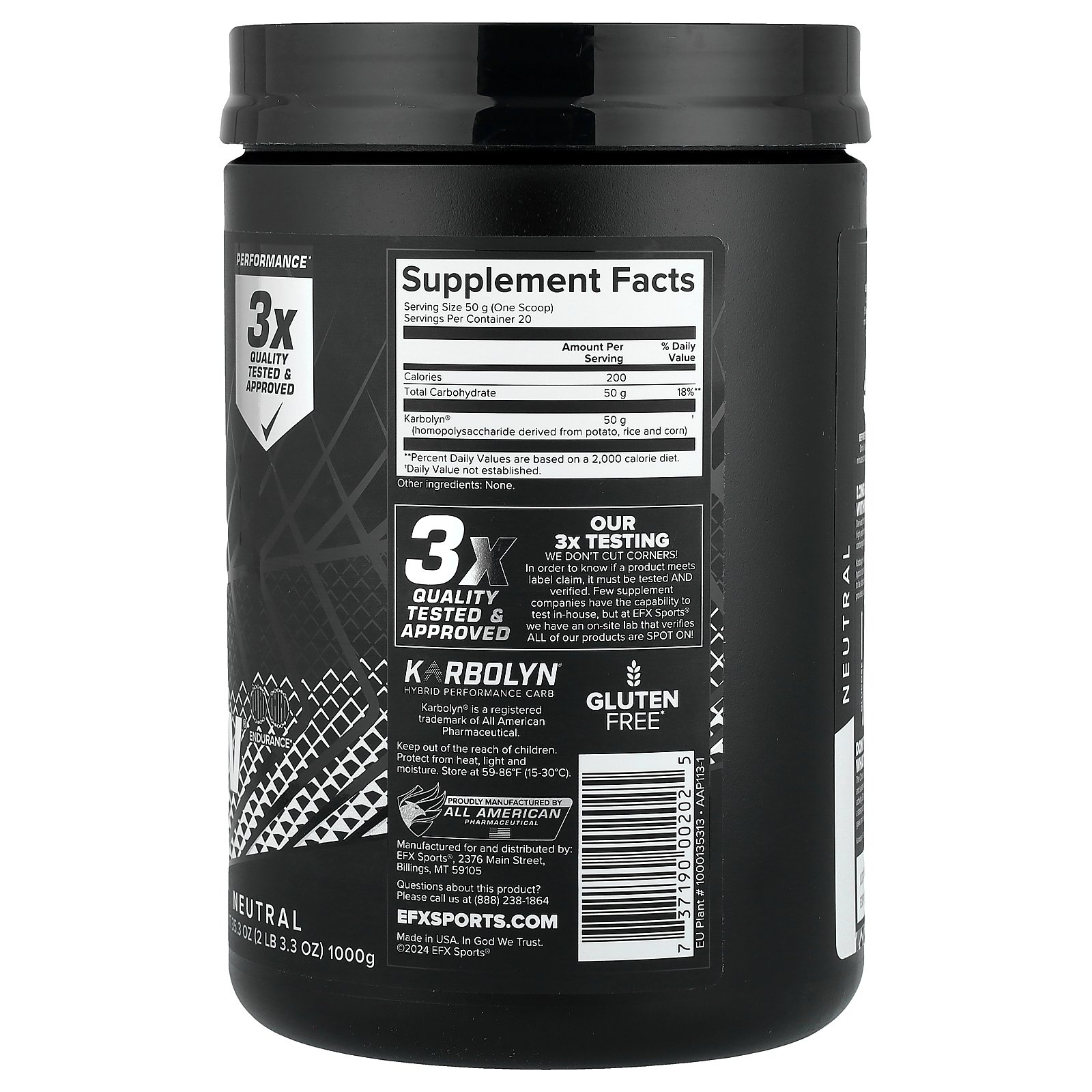 EFX Sports カーボリン フュール 【 iHerb アイハーブ 公式 】 EFXスポーツ Karbolyn カーボ 炭水化物 フューエル パウダー 粉末 ニュートラル プレーン 無香料 1kg iherb-official-10005150 iHerb サンプル画像2