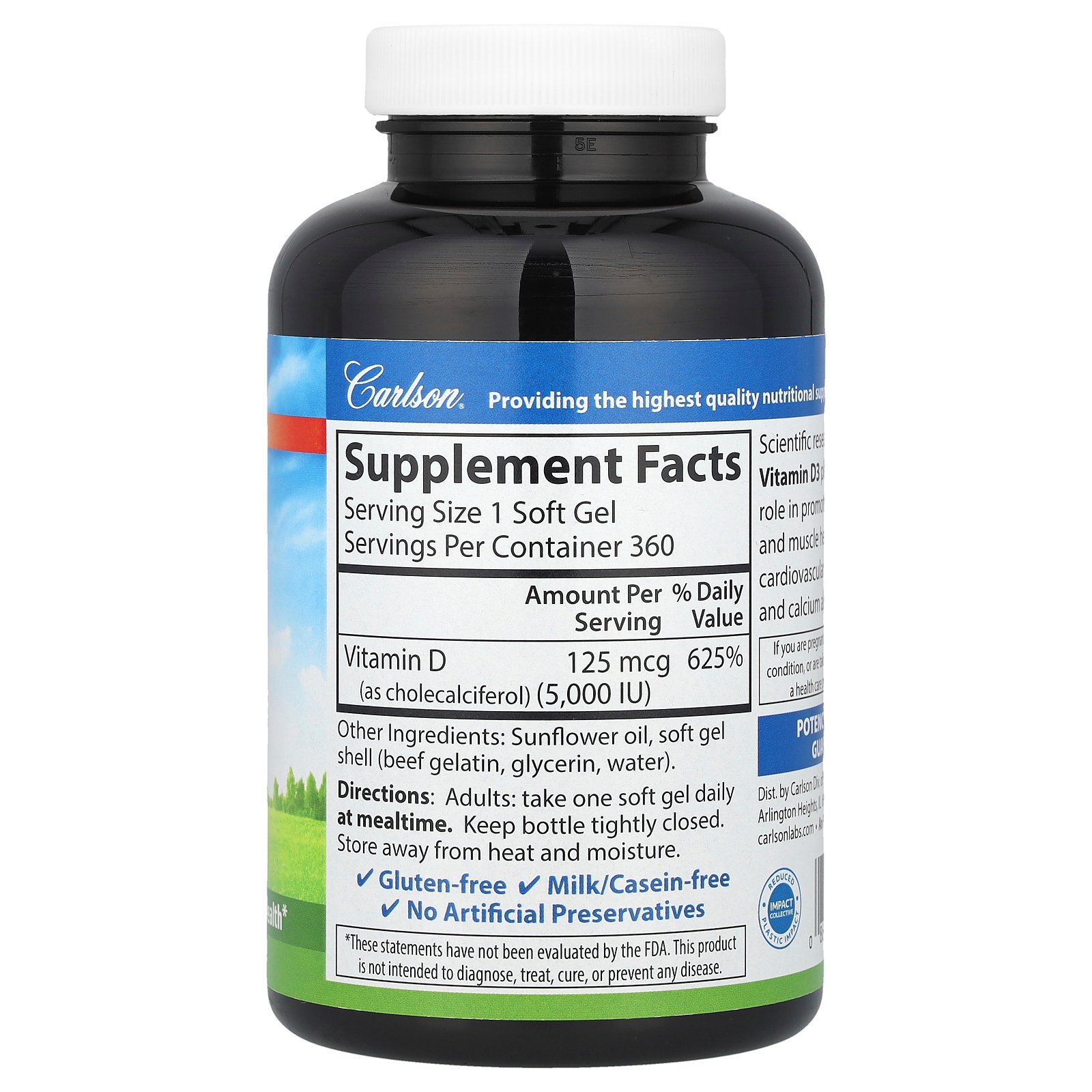 Carlson ビタミン D3 【 iHerb アイハーブ 公式 】 カールソン ビタミンD3 ビタミンD ビタミン D ビタミンサプリ カールソンラボ サプリメント サプリ ソフトジェル 5,000IU 125mcg 360粒 iherb-official-10004216 iHerb サンプル画像2