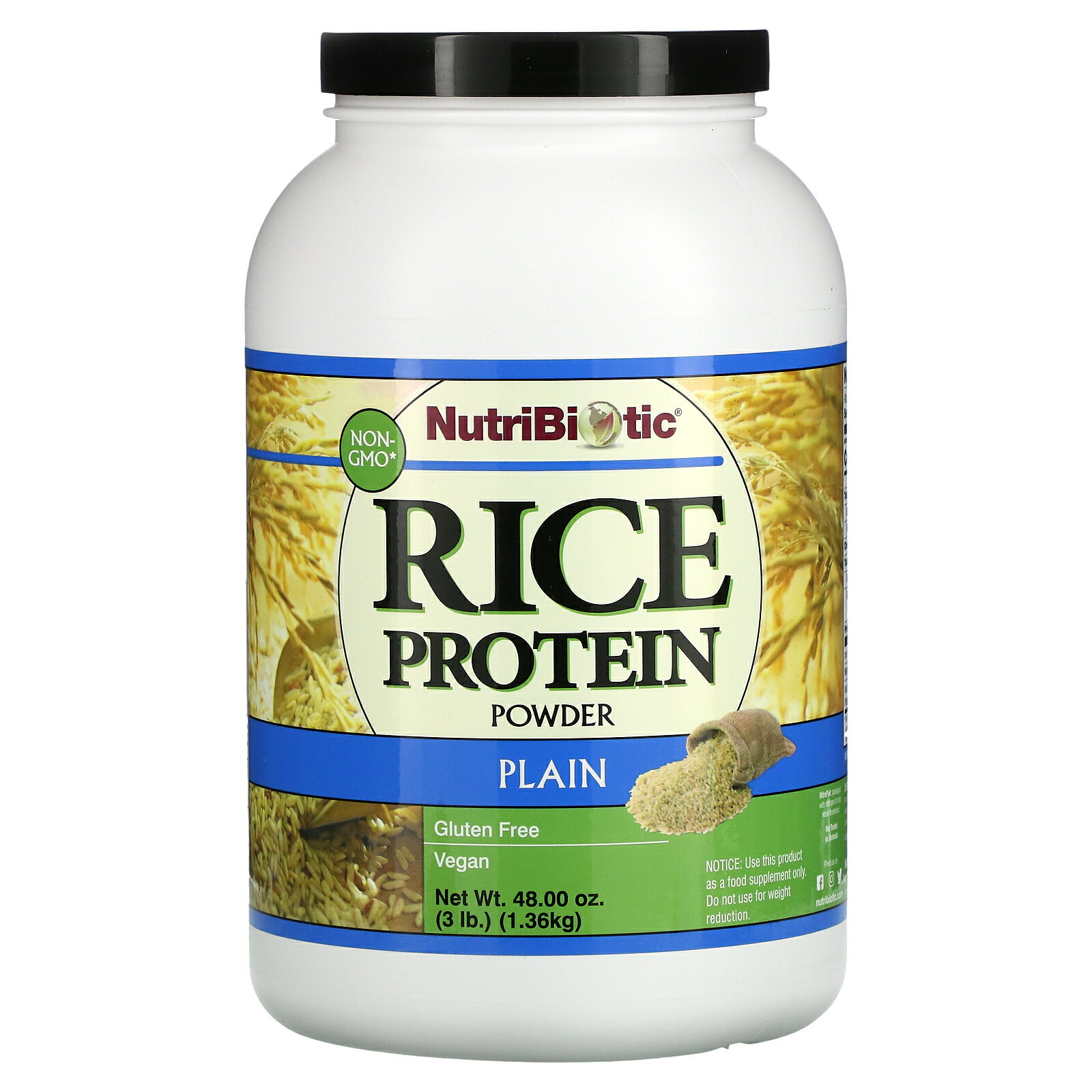 NutriBiotic ライス プロテイン パウダー 【 iHerb アイハーブ 公式 】 ニュートリバイオティック 玄米プロテイン 全粒 米 玄米 発芽玄米 タンパク質 植物性 ヴィーガン グルテンフリー 粉末 プレーン 1.36kg