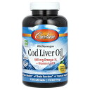 Carlson タラ肝油 ジェム 【 iHerb アイハーブ 公式 】 カールソン コッドリバーオイル オメガ3 フィッシュオイル ノルウェー産 DHA EPA...