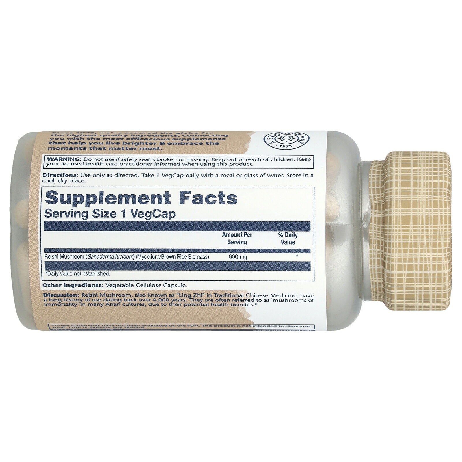 Solaray 霊芝 【 iHerb アイハーブ 公式 】 ソラレー れいし レイシ サルノコシカケ マンネンタケ きのこ サプリメント サプリ ベジカプセル 600mg 100粒 iherb-official-10010866 iHerb サンプル画像2