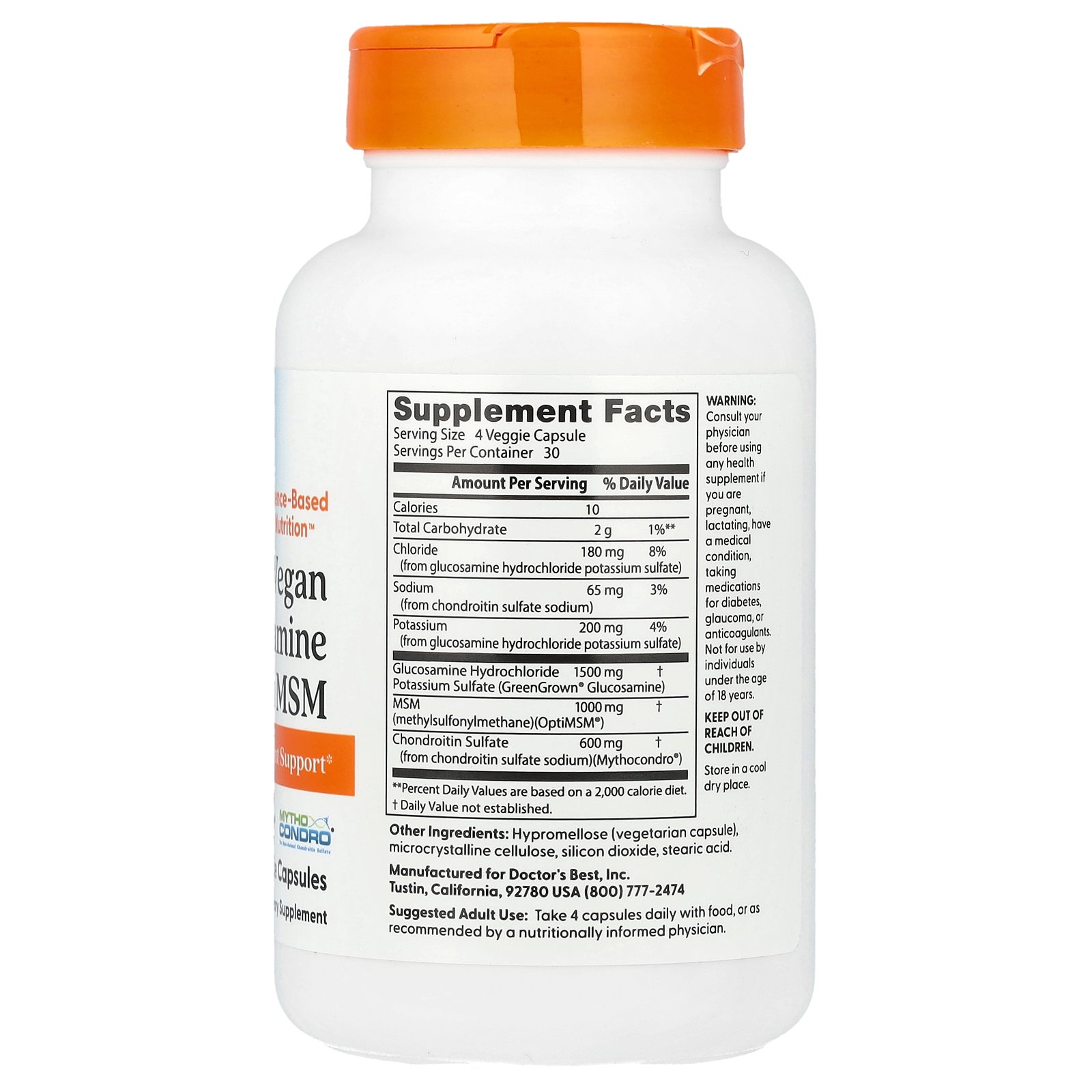 Doctor's Best グルコサミン コンドロイチン MSM 【 iHerb アイハーブ 公式 】 ドクターズベスト ヴィーガン 植物性 メチルサルフォニルメタン グリーングロウン オプティMSM サプリ ベジカプセル 120粒 iherb-official-10012364 iHerb サンプル画像2