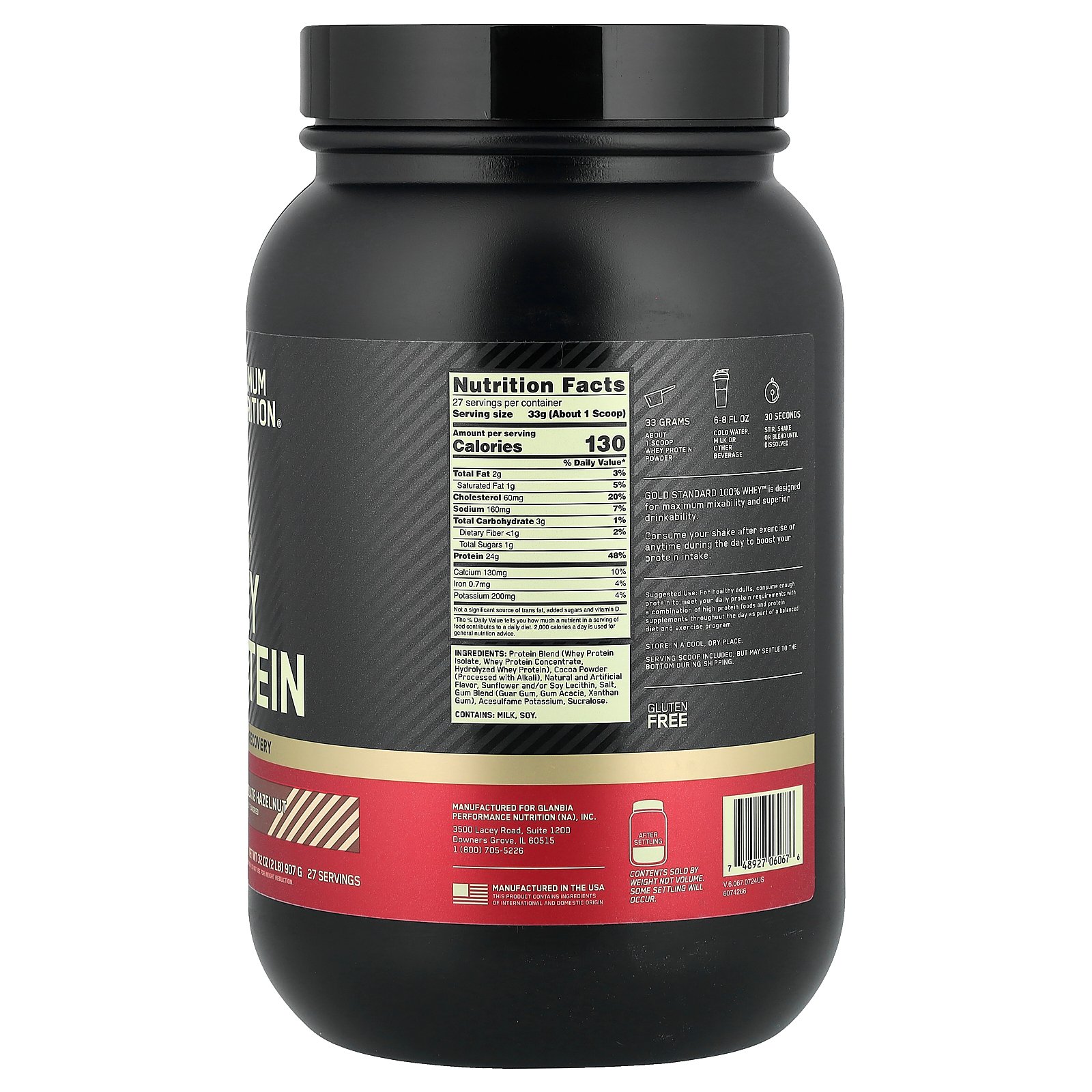 ゴールドスタンダード 100% ホエイ プロテイン 【 iHerb アイハーブ 公式 】 オプティマムニュートリション Optimum Nutrition Gold Standard ホエイプロテイン パウダー チョコレートヘーゼルナッツ 907g