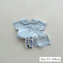 【送料無料】デニム セットアップ キッズ服 ベビー服 男の子 女の子 子供服 セーラー襟 デニム 半袖 tシャツ ショートパンツ 上下セット 夏服 おしゃれ 可...
