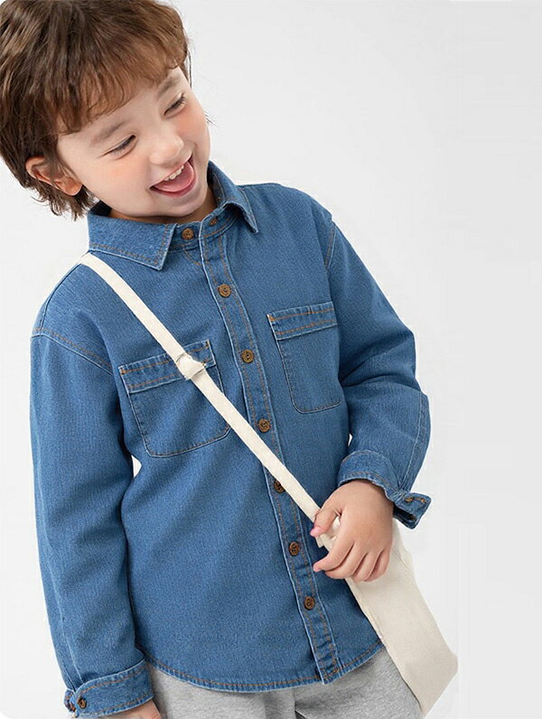 IHIMI 楽天市場店の長袖 デニムシャツ ベビーシャツ 子供シャツ デニム シャツ キッズ 男の子 女の子 ジュニア 春秋 おしゃれ カジュアルシャツ フォーマル 綿 コットン 七五三 入学式 誕生日 韓国 ブランド 90cm 100cm 110cm 120cm 130cm｜アングル3