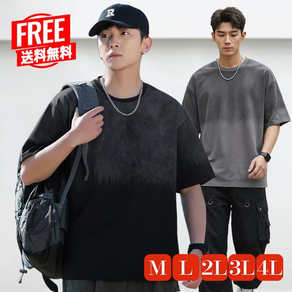 Rakuten - 送料無料 半袖 Tシャツ メンズ 夏 涼しい グラデーション 切り替え Tシャツ ティーシャツ プリント カットソー ライトスウェット サーフ 半袖 春 夏 夏服 春服 クルーネック 吸湿 速乾 通気 涼感 大きいサイズ