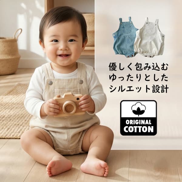 IHIMI 楽天市場店のベビー服 デニム サロペット オールインワン 子供 キッズ 新生児 赤ちゃん デニム ロンパース カバーオール オーバーオール 男の子 女の子 ジーンズ ジーパン 66 73 80 90 100 保育園 幼稚園 可愛い おしゃれ 男女兼用 綿 コットン 柔らかい 送料無料｜アングル3