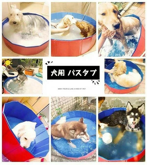 iHOLONのペットプール 空気入れ不要 子供ペット 犬用 バスタブ ビニールパープ 折り畳み ビニールプール ベラダ ペット用バスグッズ 子供用 プー｜アングル3