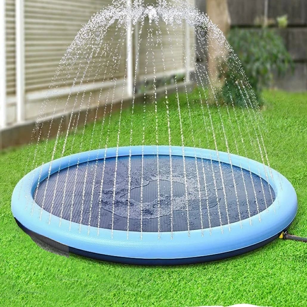 iHOLONのペットグッズ 噴水マット ペット用噴水マット 水遊びマット 犬用スプリンクラー プレイマット ビーチマット ビニールプール 水遊び 噴水｜アングル3