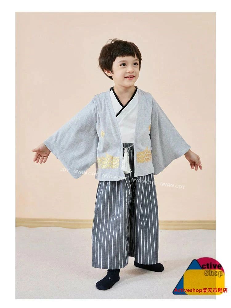 簡易袴セット 男の子 縞 黒 袴 セット 卒園式 ベビー キッズ 子供服 端午の節句 卒業式 幼稚園 七五三 こどもの日 ひな祭り 初節句 お正 3