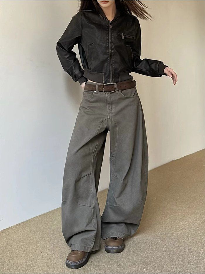 樂天商城 - カジュアルパンツ ボトムス ジーンズ 大きいサイズ 体型カバー デニムパンツ バレルレッグ オフィス 通勤 ジーパン カーブパンツ ワイド