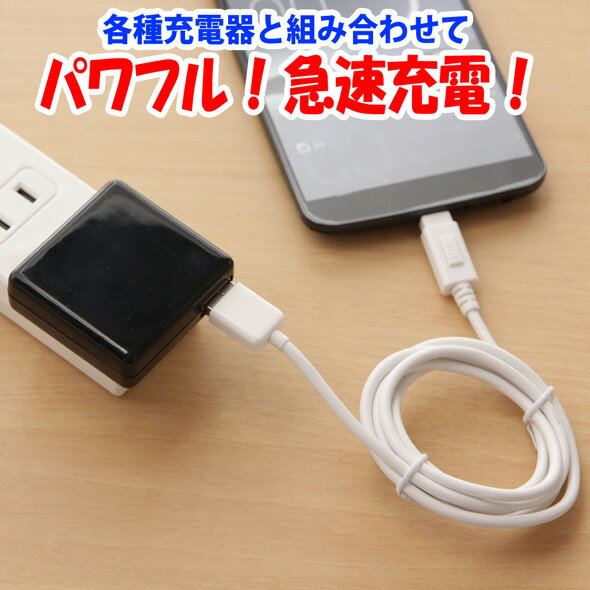 通信充電切替スイッチ付 高出力対応 microUSBケーブル スマホ Android用 1m ホワイト IUCD-10SP05W ゆうパケット 送料無料
