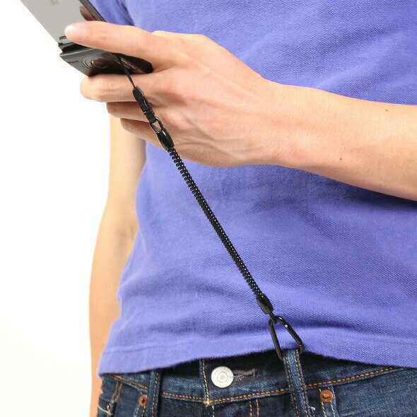 カラビナコイルストラップSCL-K04BK12cm-50cm【ブラック】【ゆうメール】 バレンタイン ホワイトデー