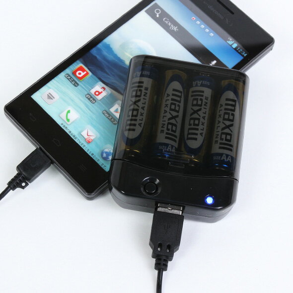 スマートフォン用電池式充電器IBCU4-SPC02K単3電池4本付属Micro-USB対応【ブラック】乾電池 軽量 ゆうパケット 簡易包装 バレンタイン ホワイトデー格安通販　バレンタイン　人気　ランキング
