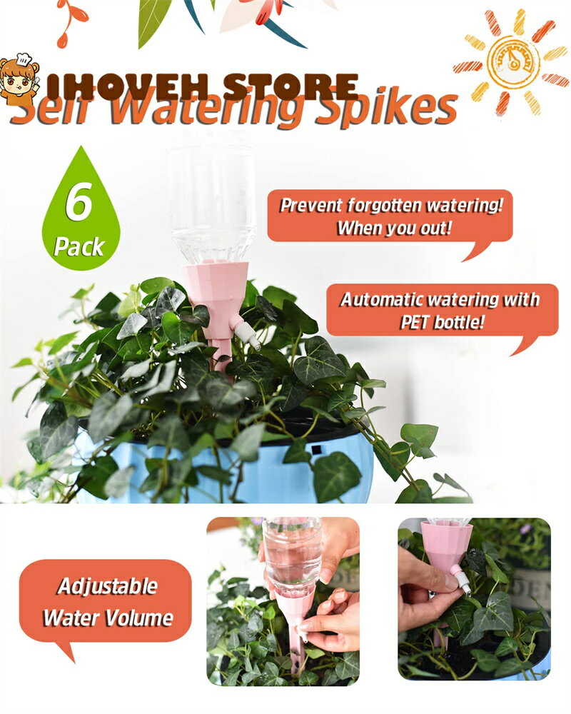 自動給水キャップ 6個セット｜自動給水器 植物用 自動水やり器 散水ツール 簡単設...