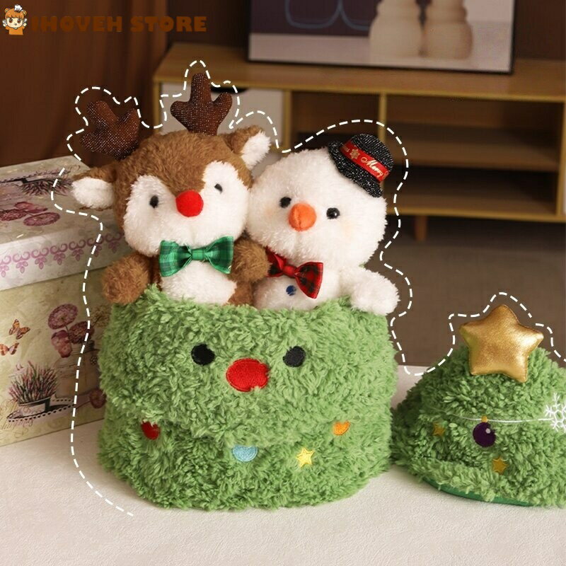 樂天商城 - 【Wサプライズギフト】クリスマスツリー ぬいぐるみ 収納ボックス 飾り 刺繍 プレゼント サンタ トナカイ スノーマン 付属 トナカイ ディスプレイ ギフトボックス【海外通販】