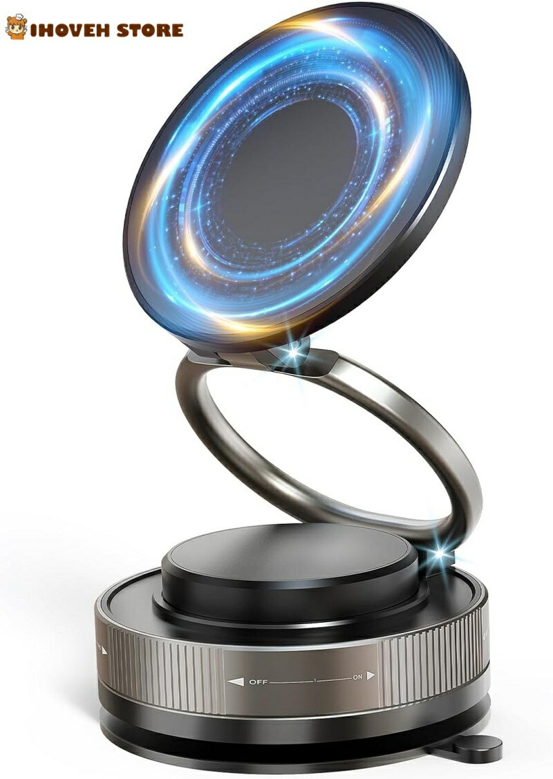 MagSafe対応 スマホホルダー 車載 磁気吸着 360°調整 真空吸盤 強力マグネット N55 スマートフォンホルダー 車載スタンド【海外通販】