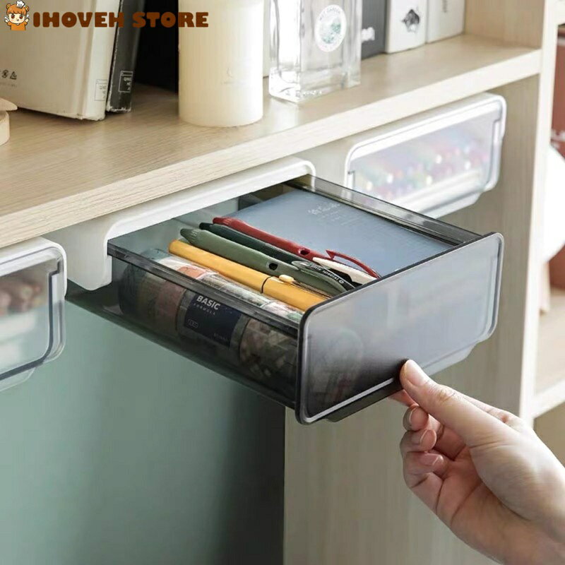 乐天商城 - 【2個】デスク下 収納ボックス 両面テープ貼り付け すき間収納 文具・リモコン整理 取り付け簡単 17×20×7.2cm 取り付けできる引き出しトレー 便利 机下収納 小物整理 事務用品 文房具アクセサリー リモコン【海外通販】
