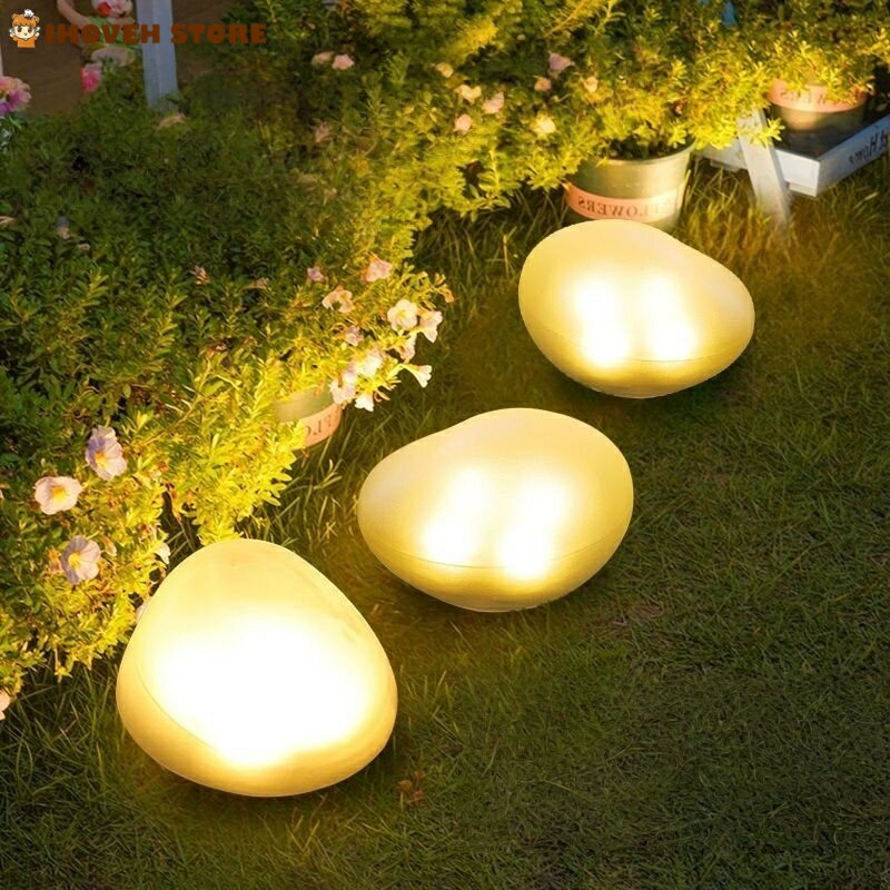 樂天商城 - ソーラーガーデンライト 擬石デザイン LED 丸石風 屋外防水 常夜灯 庭園灯 手動スイッチ 暖光/カラー光 自動点灯【海外通販】